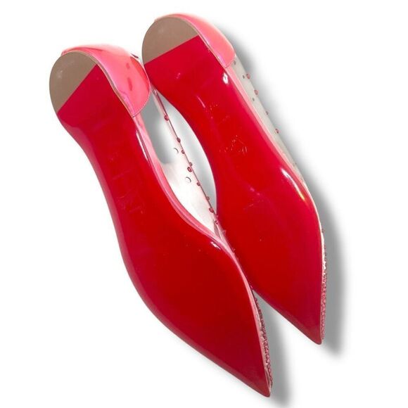 Christian Louboutin Degrastrass Hot Pink PVC Crystal Pointed Toe Flats Size 37.5 - Picture 5 of 7